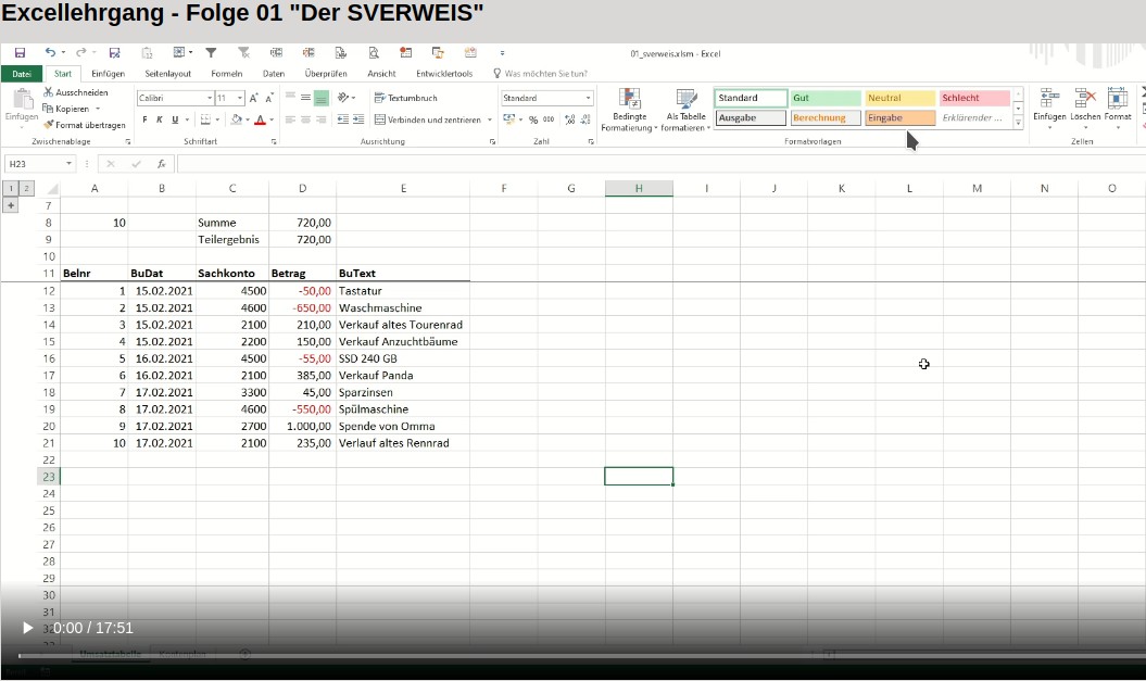 Video zu Excel mit SVERWEIS